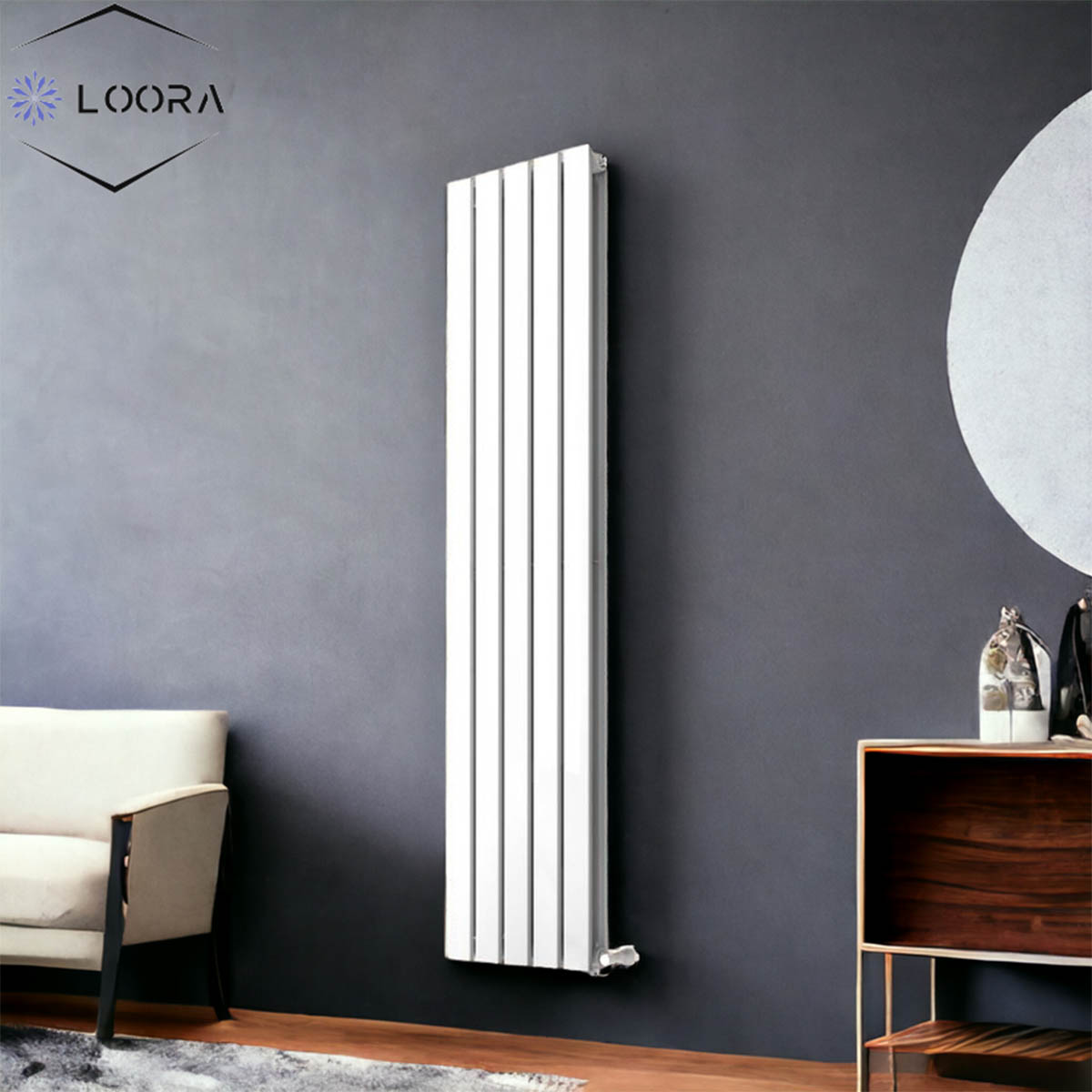 1600 x 350 mm Vertical Double Flat Tube White Radiator