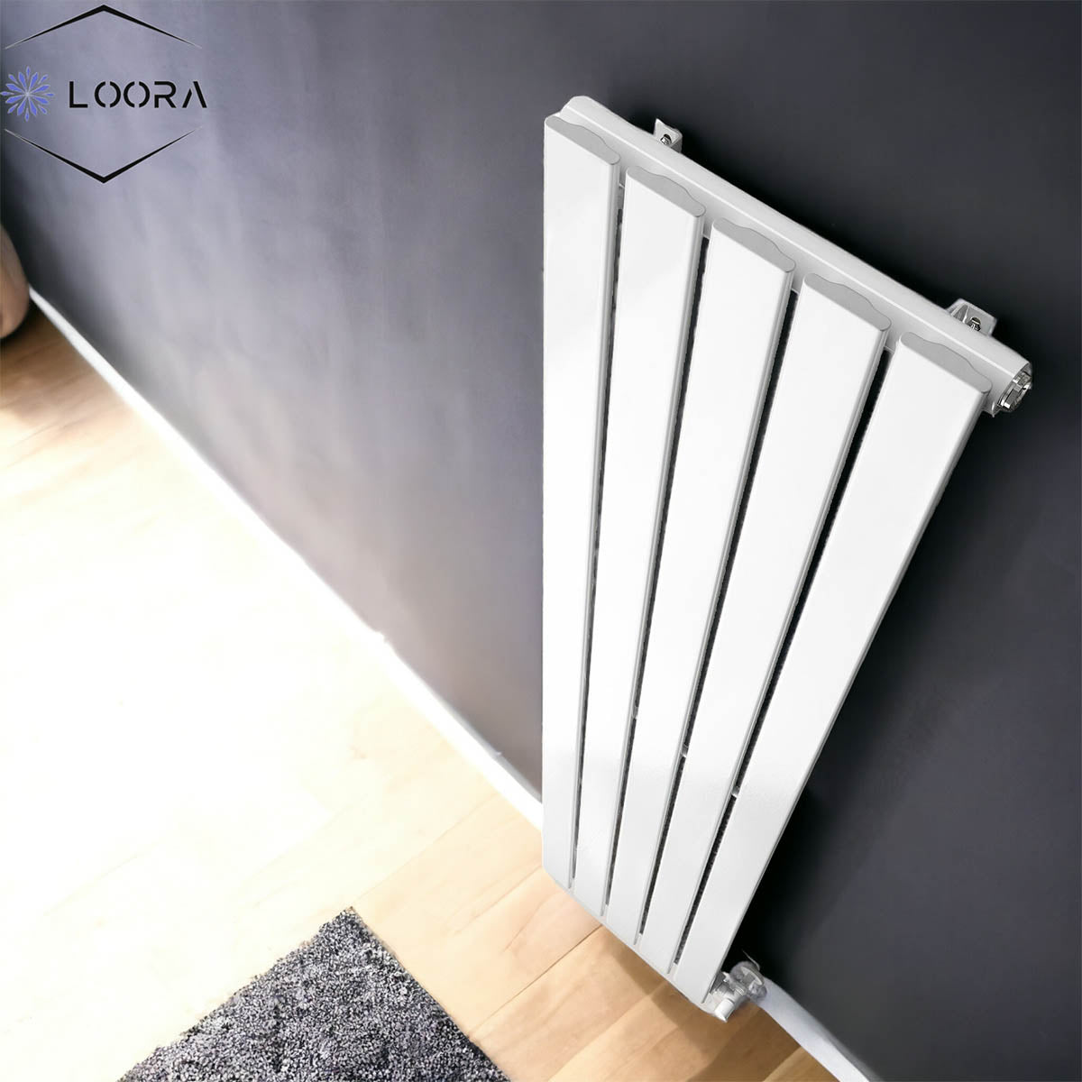 1600 x 350 mm Vertical Single Flat Tube White Radiator