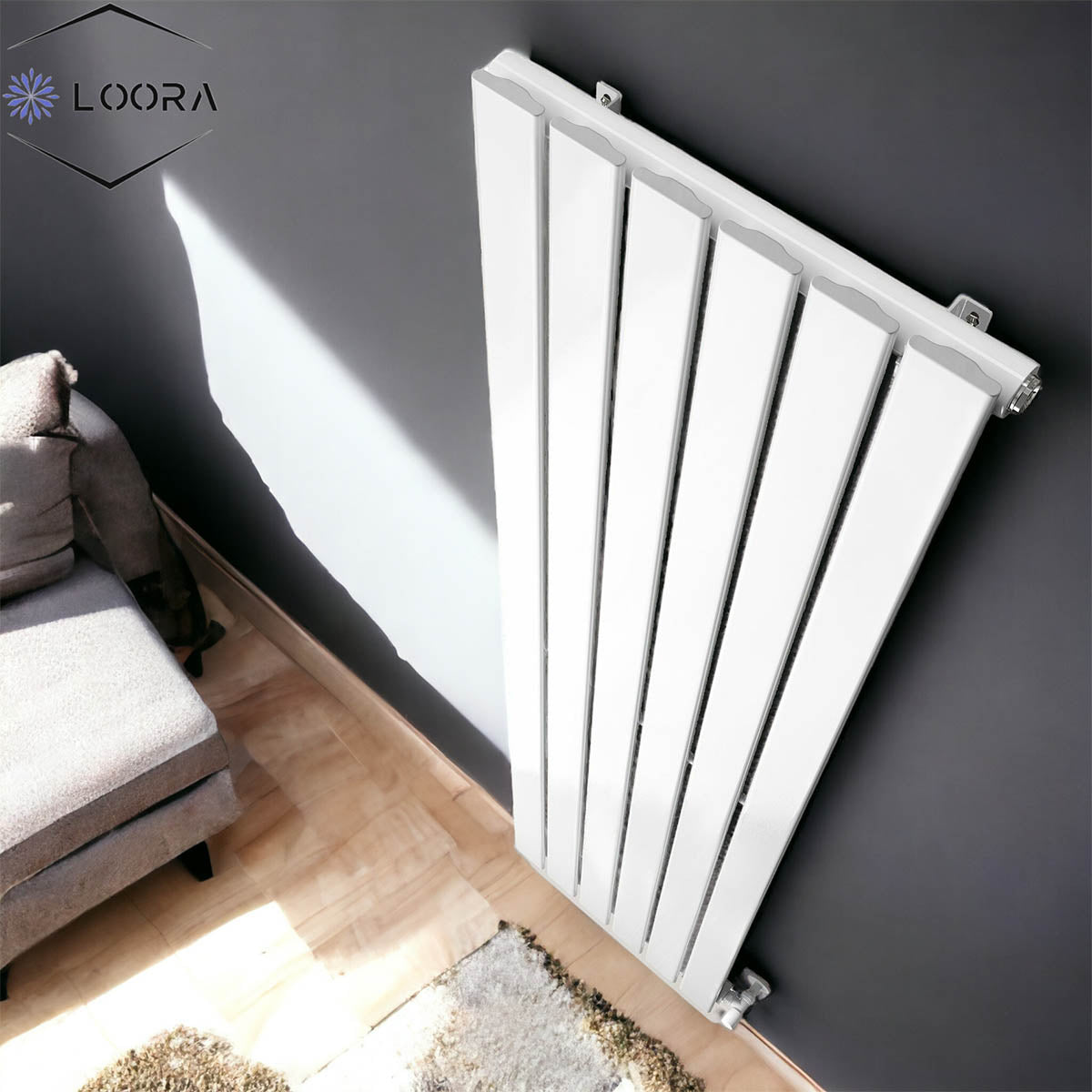 1800 x 420 mm Vertical Single Flat Tube White Radiator
