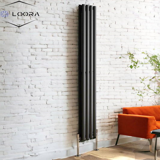 1600 x 236 mm Vertical Double Oval Tube Anthracite Radiator