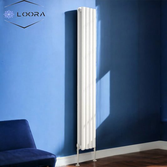 1600 x 236 mm Vertical Double Oval Tube White Radiator